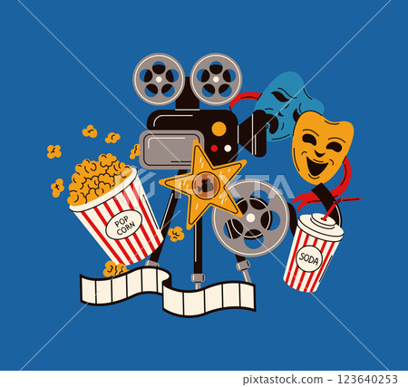 Theater masks and movie elements illustration 123640253