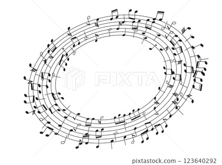 Circular Musical Staff with Notes in Spiral Design Circular Musical Staff with Notes in Spiral Design 123640292