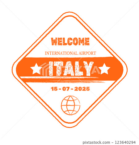 Vintage Italy Travel Stamp with Date and Globe Icon Vintage Italy Travel Stamp with Date and Globe Icon 123640294