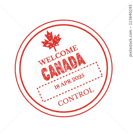 Red Canadian Entry Passport Stamp Illustration 123640295