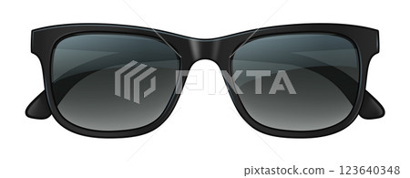Stylish black sunglasses with gradient dark lenses 123640348