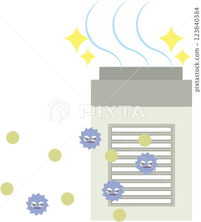空氣清淨機吸入花粉和病毒 空氣清淨機吸入花粉和病毒 123640384