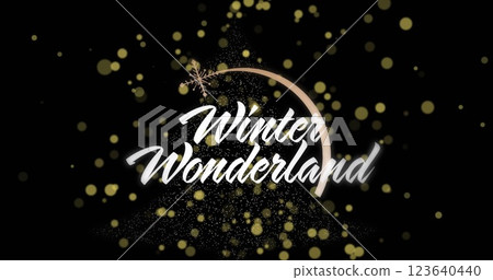 Image of winter wonderland text at christmas over spots 123640440
