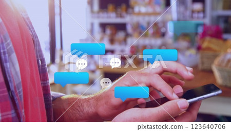 Image of percent symbols over arrows and christmas notebook in background 123640706