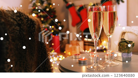 Image of spots at christmas and glasses of champagne 123640880