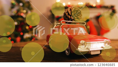 Image of spots at christmas and car with cone 123640885