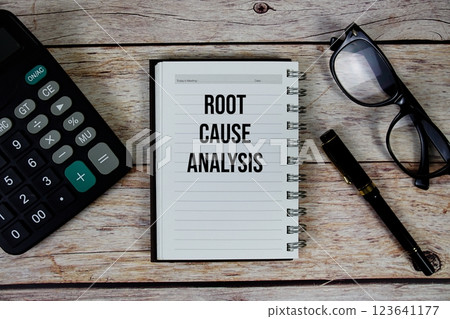 Root Cause Analysis (RCA) text on notepad, Business and Financial concept background 123641177