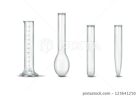 Collection of laboratory glassware for scientific experiments 123641250