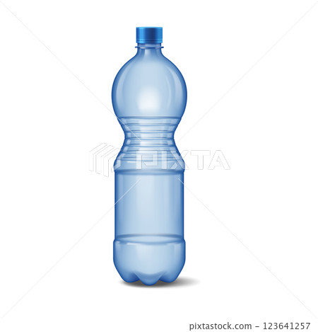 Illustration of Blue Plastic Water Bottle on White Background 123641257