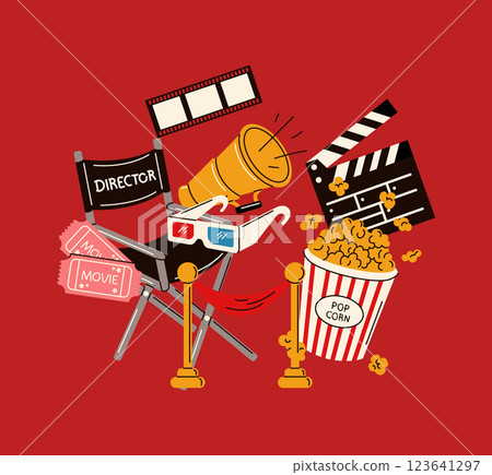 Red carpet movie premiere scene 123641297