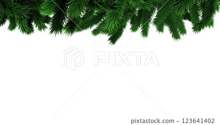 Green christmas tree branches with copy space on white background Green christmas tree branches with copy space on white background 123641402