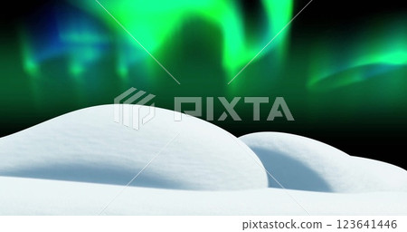 Image of aurora borealis in christmas winter scenery background 123641446