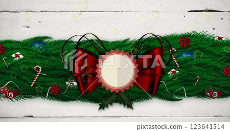 Image of stars falling over christmas decorations Image of stars falling over christmas decorations 123641514