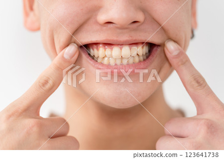Boys, teens, teeth, dental care 123641738