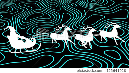 Image of santa in sleigh at christmas over shapes 123641928