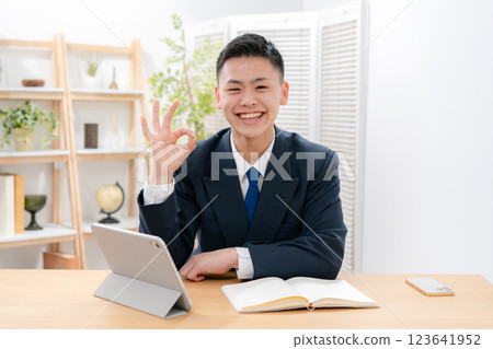 Male, Teenager, Studying, OK 123641952