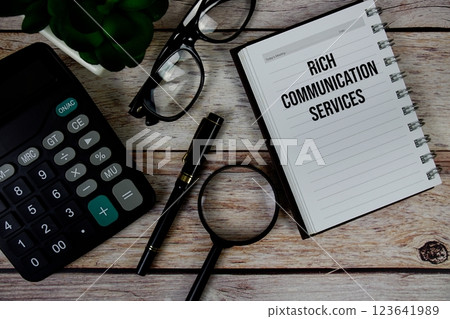 Rich Communication Services (RCS) text on notepad, Business and Financial concept background Rich Communication Services (RCS) text on notepad, Business and Financial concept background 123641989