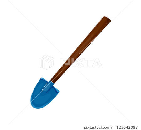 Cartoon slash alphabet symbol as garden shovel with a brown handle and blue blade. Cowboy font, wild west typeface, western type, sheriff alphabet, abc punctuation glyph or sign for kids education Cartoon slash alphabet symbol as garden shovel with a brown handle and blue blade. Cowboy font, wild west typeface, western type, sheriff alphabet, abc punctuation glyph or sign for kids education 123642088