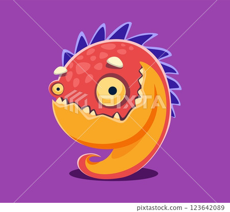 Halloween font digit 9 nine scary monster character. Bizarre horror reptile monster personage typeset figure or number, crazy fantasy creature vector font numeral symbol. Spooky alien typeface digit Halloween font digit 9 nine scary monster character. Bizarre horror reptile monster personage typeset figure or number, crazy fantasy creature vector font numeral symbol. Spooky alien typeface digit 123642089