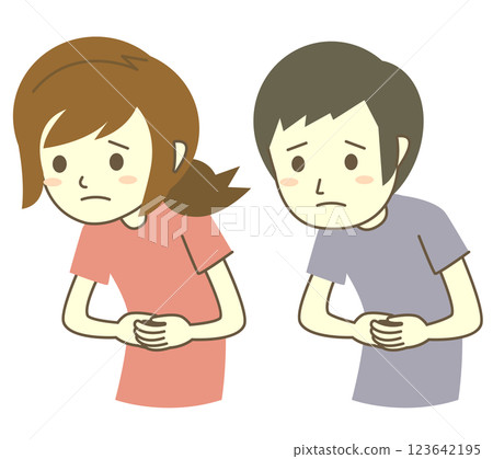 Illustration set of men and women with bad stomach 123642195