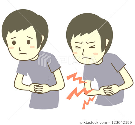 一個人患有腹痛 123642199