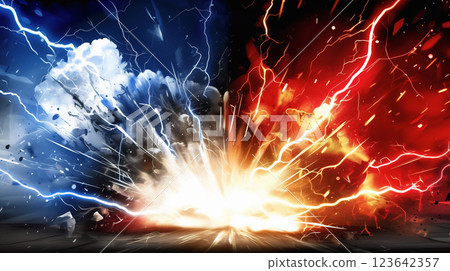 "Comparative red and blue energy background" 123642357