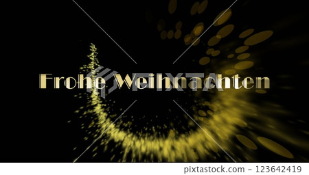 Image of frohe weihnachten text over glowing lights on black background Image of frohe weihnachten text over glowing lights on black background 123642419