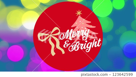 Image of christmas greetings text over christmas fairy lights 123642599
