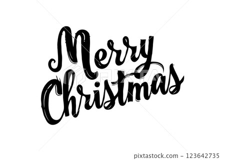 Elegant calligraphy text Merry Christmas on white background. Concept of holiday greetings 123642735