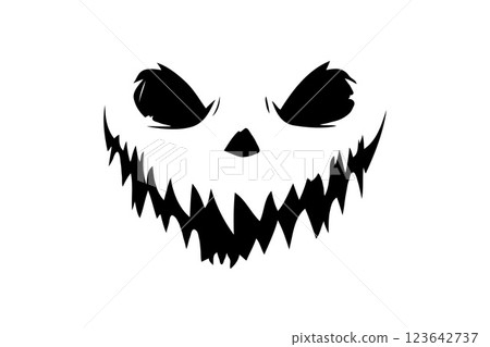 Scary Halloween face design, silhouette style, on white background. Concept of horror 123642737
