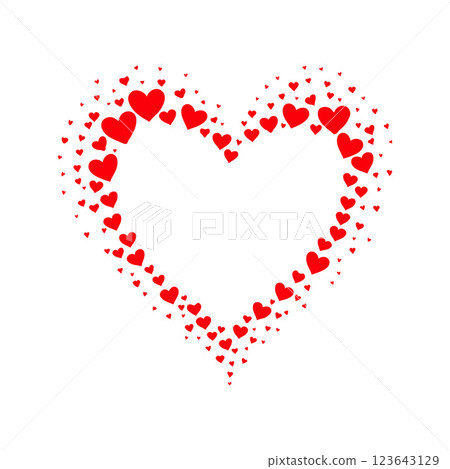 Heart shape formed by multiple red hearts of varying sizes, arranged on a white background, symbolizing love and affection. Valentine's day illustration. Heart shape formed by multiple red hearts of varying sizes, arranged on a white background, symbolizing love and affection. Valentine's day illustration. 123643129