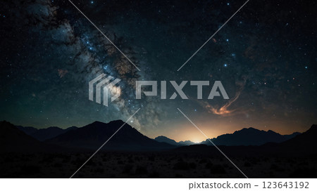 山脈之上的星空與夜景 123643192