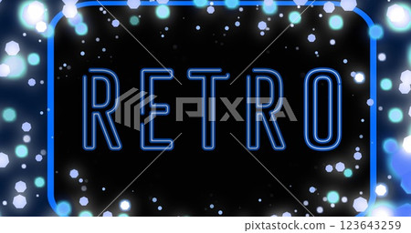 Image of retro neon text and christmas fairy lights flickering Image of retro neon text and christmas fairy lights flickering 123643259