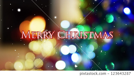 Image of season's greetings text with flickering fairy lights 123643287