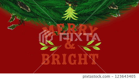 Image of christmas greetings text over christmas decorations Image of christmas greetings text over christmas decorations 123643405