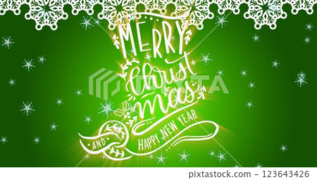 Image of christmas greetings text over christmas decorations 123643426