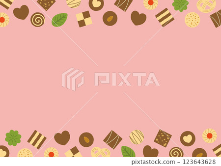 橫向框架的餅乾插圖，例如愛心和 refou_pink 123643628