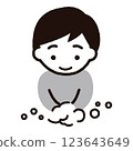 Boy washing his hands: Gray 123643649