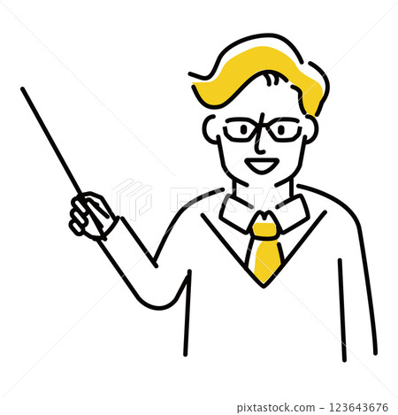 Classic, easy-to-understand illustration of a male lecturer wearing glasses 123643676