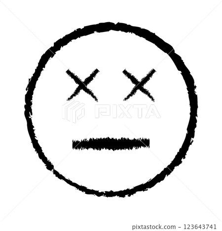 Sketched Black Dead Face Sad Expression in Simple Outline Sketched Black Dead Face Sad Expression in Simple Outline 123643741