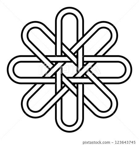 Black Star Knot Symbolic Pattern in Simple Outline 123643745