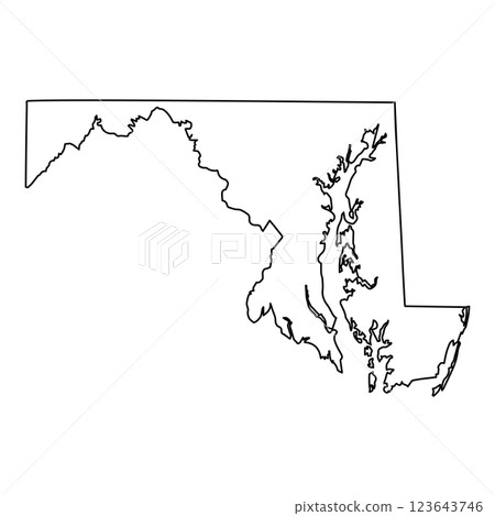 Sleek Maryland Outline Minimalist State Map in Black Silhouette Sleek Maryland Outline Minimalist State Map in Black Silhouette 123643746