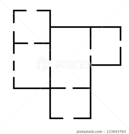 Sleek Black Floor Plan Minimalist Layout in Simple Outline Sleek Black Floor Plan Minimalist Layout in Simple Outline 123643763
