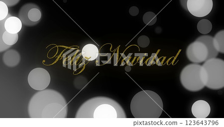 Image of lens flares over feliz navidad text against black background 123643796