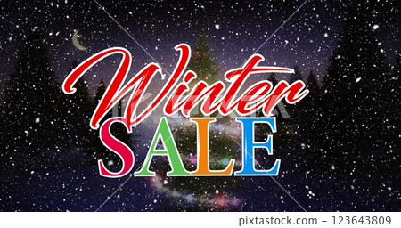 Promoting winter sale with festive background and falling snowflakes Promoting winter sale with festive background and falling snowflakes 123643809