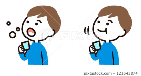 Illustration of a boy gargling and rinsing his mouth 123643874