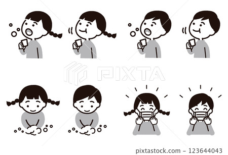 Children's infection prevention illustration set: gray 123644043