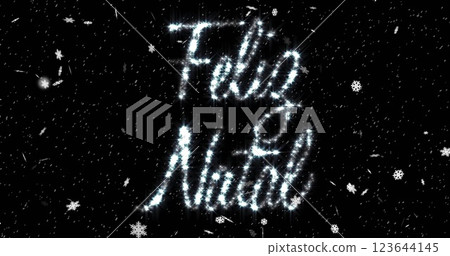 Image of feliz natal text over snow falling on black background Image of feliz natal text over snow falling on black background 123644145
