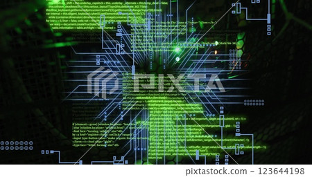 Image of ai text and data processing over circuit board Image of ai text and data processing over circuit board 123644198