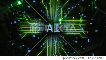 Image of ai text and data processing over circuit board 123644200